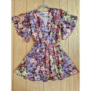 Amanda Uprichard Lucretia Zahra Fleur Floral Mini Dress Ruffle Nwot *No Belt